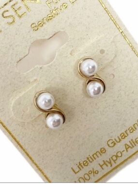 EAR SENSE pearl gold stud earrings NEW